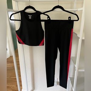 All Access Black Front Row Bra/Crop Top & Center Stage Legging Red & Pink Stripe